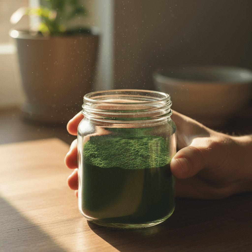 Jar of superfood powder